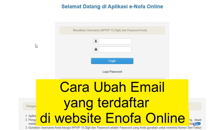 Cara Ubah Email yang Terdaftar di Web Enofa Online Terbaru