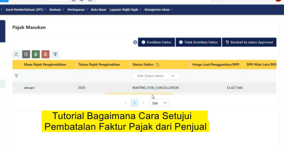 Cara Menyetujui Pembatalan Faktur Pajak Penjual dengan Status “Waiting For Cancellation” di Coretax